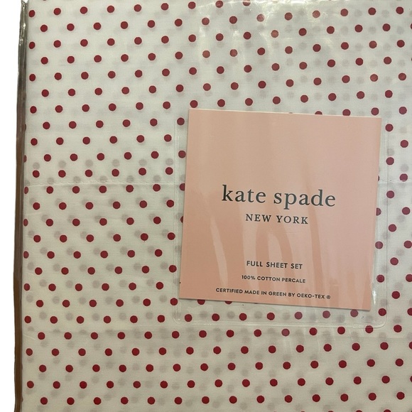 kate spade Other - Kate Spade Full Size Sheet Set White with red polka dots NWT
